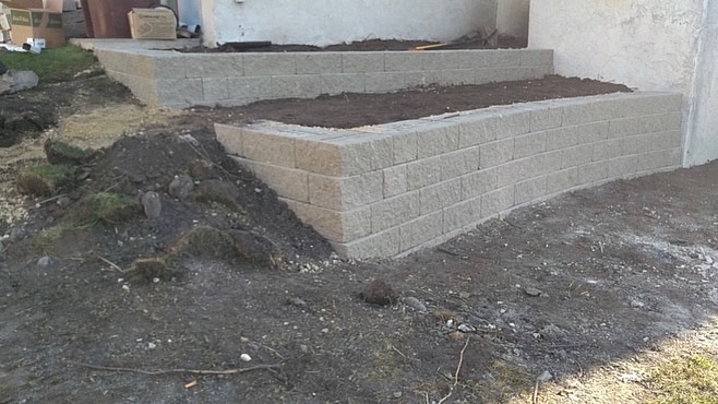 Section of newly constructed retaining walls